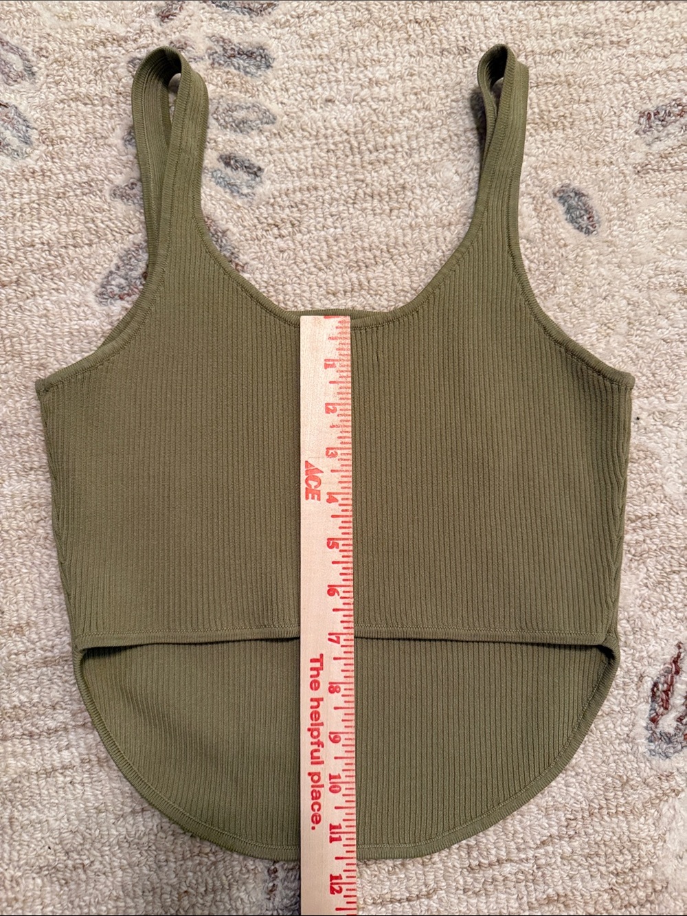 The Drop - Ribbed Square-Neck Olive Tank Top - Picture 4 of 6